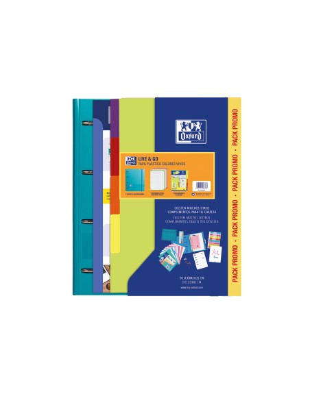 Carpeta con recambio oxford ebinder l&g vivos din a4+ 4 anillas 35 mm recambio 80 h cuadro 5 mm + juego 5