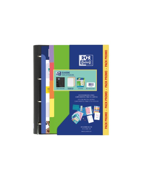 Carpeta con recambio oxford ebinder school din a4+ 4 anillas 35 mm recambio 80 h cuadro 5 mm + juego 5