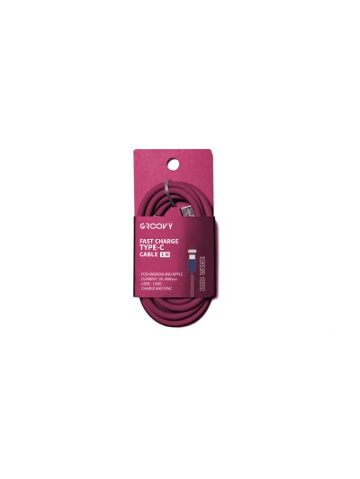 Cable groovy tipo c a tipo c carga rapida longitud 1 mt color rojo