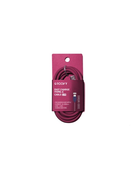 Cable groovy tipo c a tipo c carga rapida longitud 1 mt color rojo