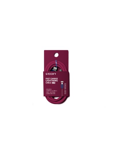 Cable groovy tipo c a apple lightning carga rapida longitud 1 mt color rojo