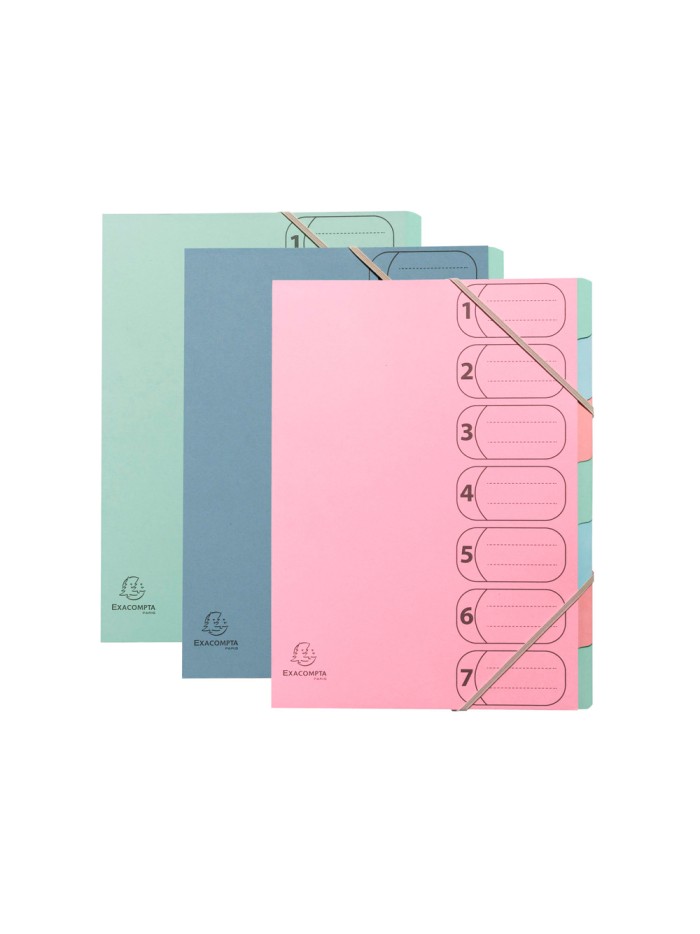 Carpeta clasificadora exacompta autentik 7 departamentos din a4+ carton reciclado colores surtidos Carpeta clasificadora exacompta autentik 7 departamentos din a4+ carton reciclado colores surtidos