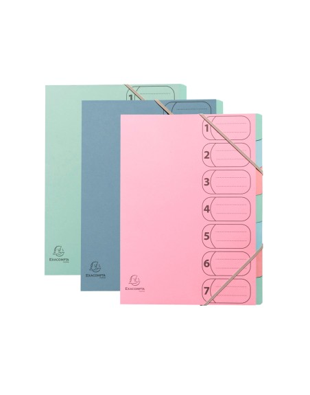Carpeta clasificadora exacompta autentik 7 departamentos din a4+ carton reciclado colores surtidos