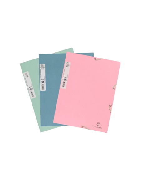 Carpeta exacompta autentik gomas carton reciclado tres solapas din a4+ pack de 6 colores surtidos