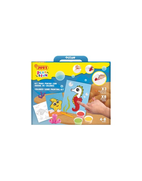 Juego jovi play&fun pinta con arena de colores animales marinos
