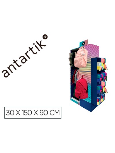 Mochila y estuche portatodo antartik expositor de suelo carton con 46 unidades surtidas 30x150x90 cm