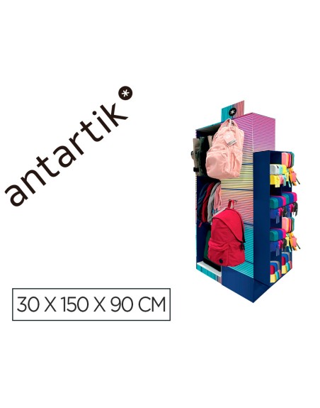 Mochila y estuche portatodo antartik expositor de suelo carton con 46 unidades surtidas 30x150x90 cm