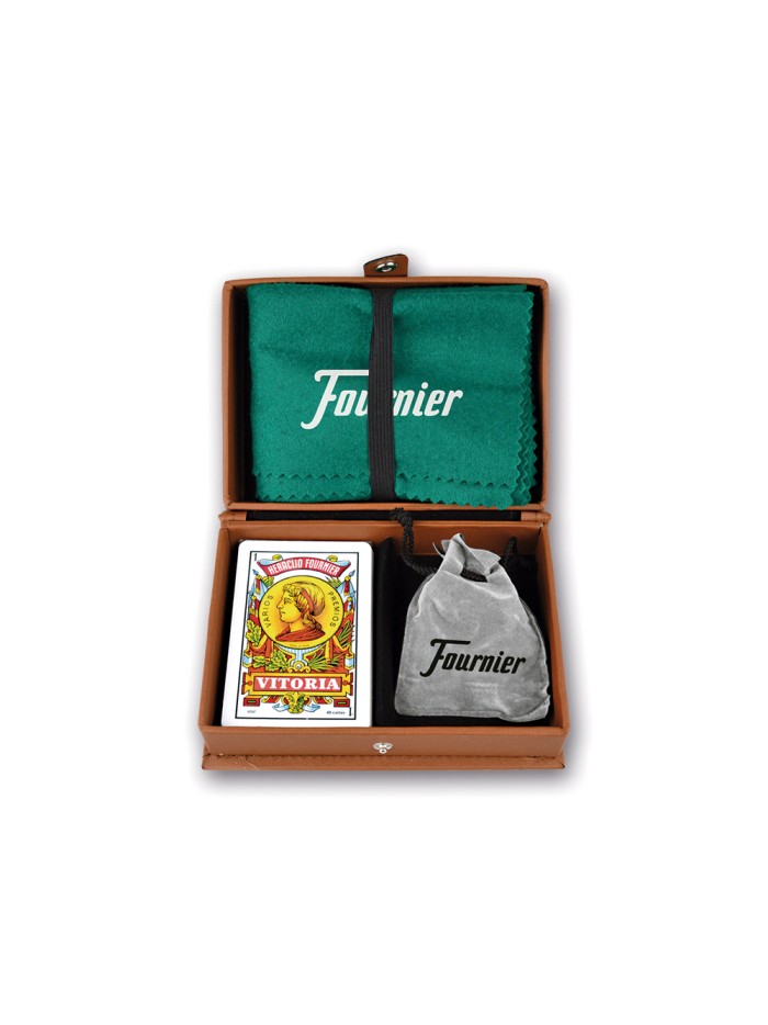 Juego cartas fournier mus doble en estuche polipiel + tapete Juego cartas fournier mus doble en estuche polipiel + tapete