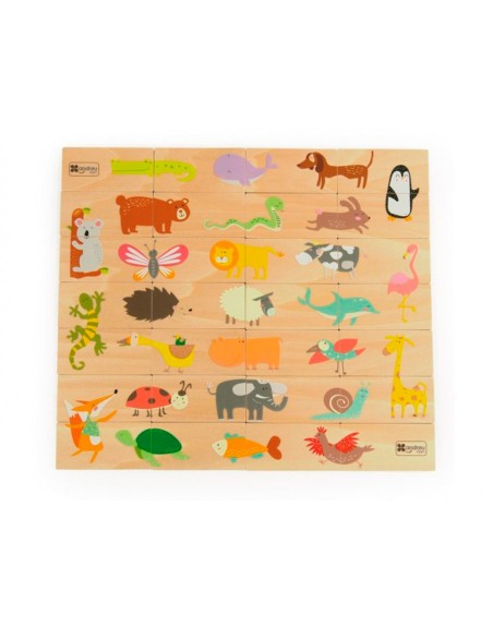 Puzle andreutoys domino animales madera 28 piezas