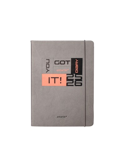 Agenda escolar antartik 25-26 encuadernada go! simil piel gris semana vista a5 bilingüe papel fsc 80 gr