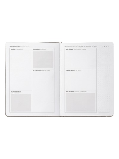 Agenda escolar antartik 25-26 encuadernada go! simil piel gris semana vista a5 bilingüe papel fsc 80 gr