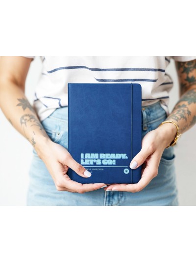 Agenda escolar antartik 25-26 encuadernada go! simil piel azul oscuro semana vista a5 bilingüe papel fsc 80 gr