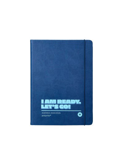 Agenda escolar antartik 25-26 encuadernada go! simil piel azul oscuro semana vista a5 bilingüe papel fsc 80 gr
