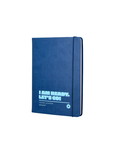 Agenda escolar antartik 25-26 encuadernada go! simil piel azul oscuro semana vista a5 bilingüe papel fsc 80 gr