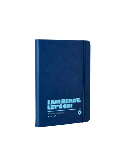 Agenda escolar antartik 25-26 encuadernada go! simil piel azul oscuro semana vista a5 bilingüe papel fsc 80 gr