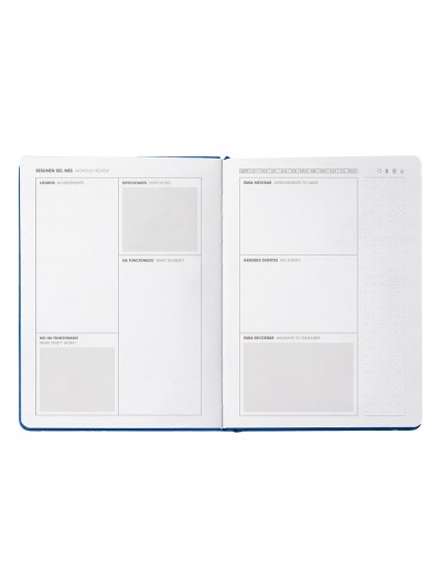 Agenda escolar antartik 25-26 encuadernada go! simil piel azul oscuro semana vista a5 bilingüe papel fsc 80 gr