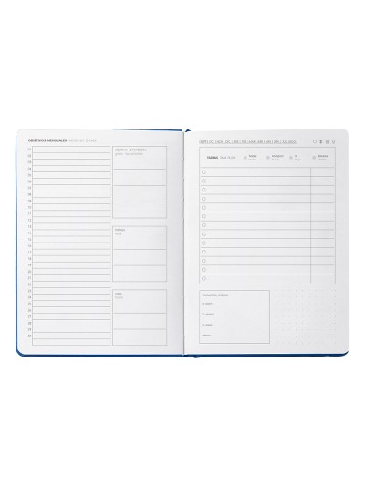 Agenda escolar antartik 25-26 encuadernada go! simil piel azul oscuro semana vista a5 bilingüe papel fsc 80 gr