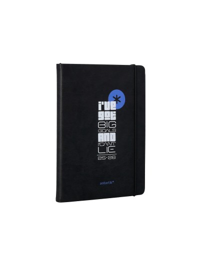 Agenda escolar antartik 25-26 encuadernada go! simil piel negro semana vista a5 bilingüepapel fsc 80 gr