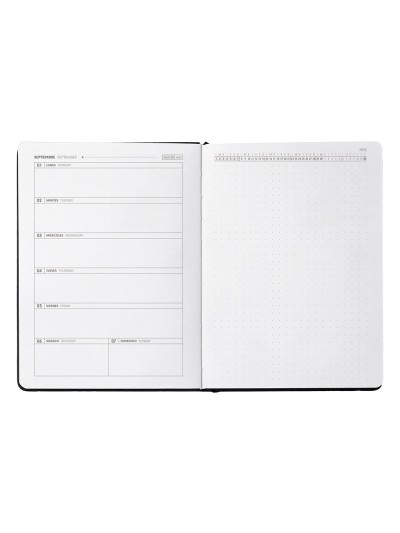 Agenda escolar antartik 25-26 encuadernada go! simil piel negro semana vista a5 bilingüepapel fsc 80 gr