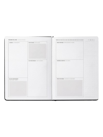 Agenda escolar antartik 25-26 encuadernada go! simil piel negro semana vista a5 bilingüepapel fsc 80 gr