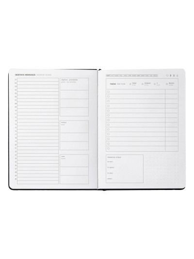 Agenda escolar antartik 25-26 encuadernada go! simil piel negro semana vista a5 bilingüepapel fsc 80 gr