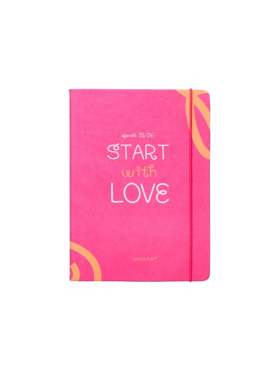 Agenda escolar antartik 25-26 encuadernada go! simil piel fucsia semana vista a5 bilingüe papel fsc 80 gr