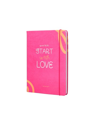 Agenda escolar antartik 25-26 encuadernada go! simil piel fucsia semana vista a5 bilingüe papel fsc 80 gr