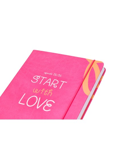 Agenda escolar antartik 25-26 encuadernada go! simil piel fucsia semana vista a5 bilingüe papel fsc 80 gr