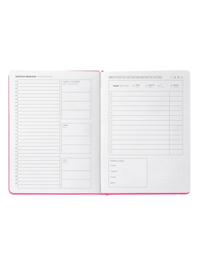 Agenda escolar antartik 25-26 encuadernada go! simil piel fucsia semana vista a5 bilingüe papel fsc 80 gr