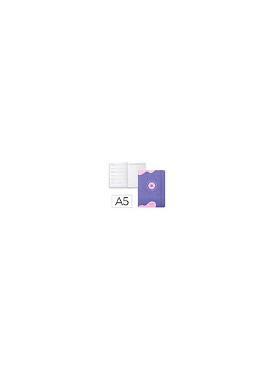 Agenda escolar antartik 25-26 encuadernada go! simil piel morado semana vista a5 bilingüe papel fsc 80 gr