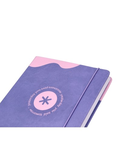 Agenda escolar antartik 25-26 encuadernada go! simil piel morado semana vista a5 bilingüe papel fsc 80 gr