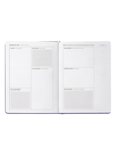 Agenda escolar antartik 25-26 encuadernada go! simil piel morado semana vista a5 bilingüe papel fsc 80 gr