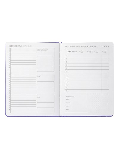 Agenda escolar antartik 25-26 encuadernada go! simil piel morado semana vista a5 bilingüe papel fsc 80 gr