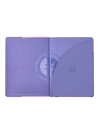 Agenda escolar antartik 25-26 encuadernada go! simil piel morado semana vista a5 bilingüe papel fsc 80 gr