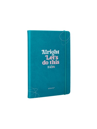 Agenda escolar antartik 25-26 encuadernada go! simil piel verde semana vista a5 bilingüe papel fsc 80 gr