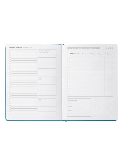 Agenda escolar antartik 25-26 encuadernada go! simil piel verde semana vista a5 bilingüe papel fsc 80 gr