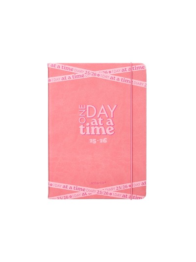 Agenda escolar antartik 25-26 encuadernada go! simil piel rosa semana vista a5 bilingüe papel fsc 80 gr