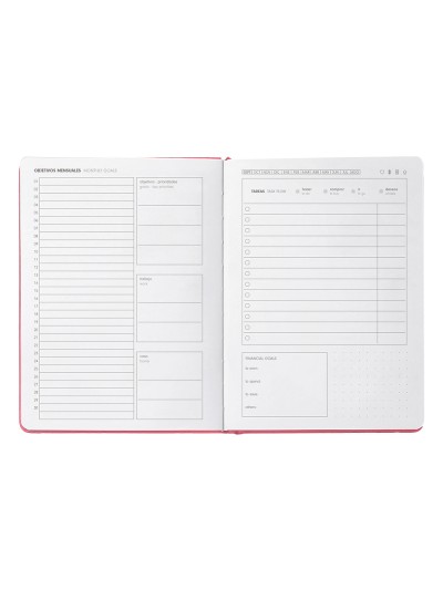 Agenda escolar antartik 25-26 encuadernada go! simil piel rosa semana vista a5 bilingüe papel fsc 80 gr