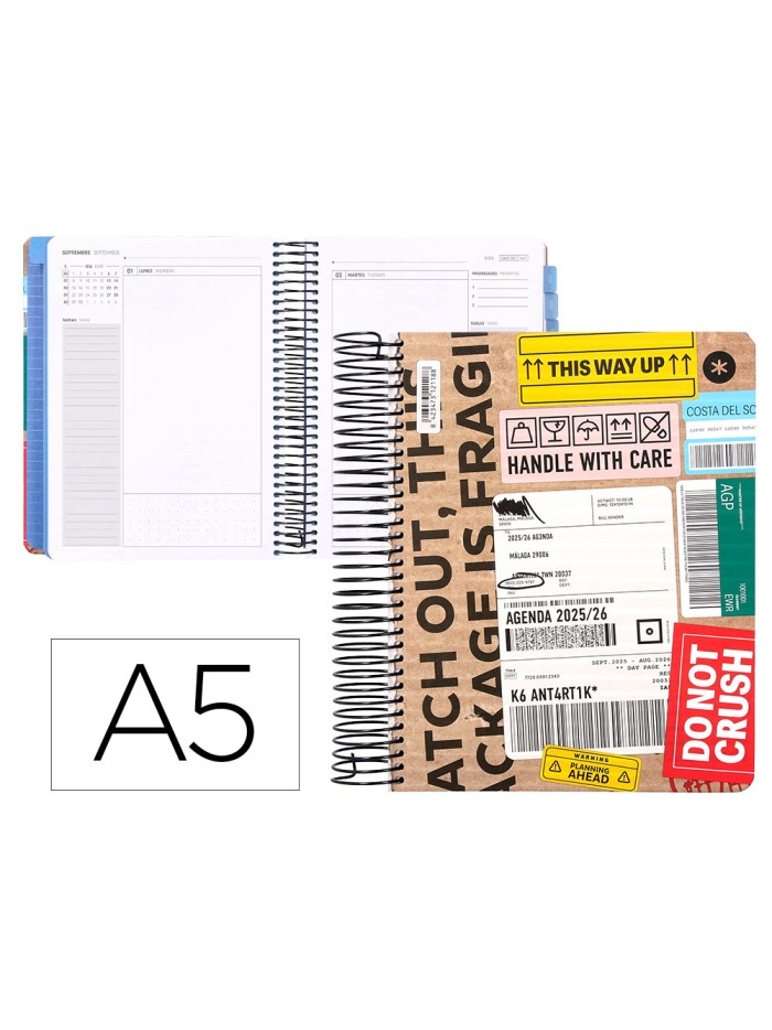Agenda escolar antartik 25-26 espiral cargo dia pagina a5 bilingüe papel fsc 80 gr Agenda escolar antartik 25-26 espiral cargo dia pagina a5 bilingüe papel fsc 80 gr