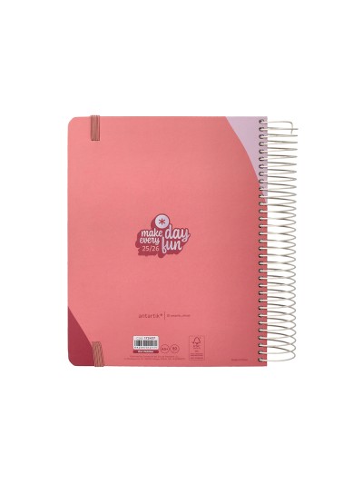 Agenda escolar antartik 25-26 espiral fun day rosa dia pagina a5 bilingüe papel fsc 80 gr