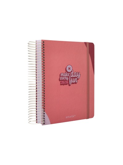 Agenda escolar antartik 25-26 espiral fun day rosa dia pagina a5 bilingüe papel fsc 80 gr