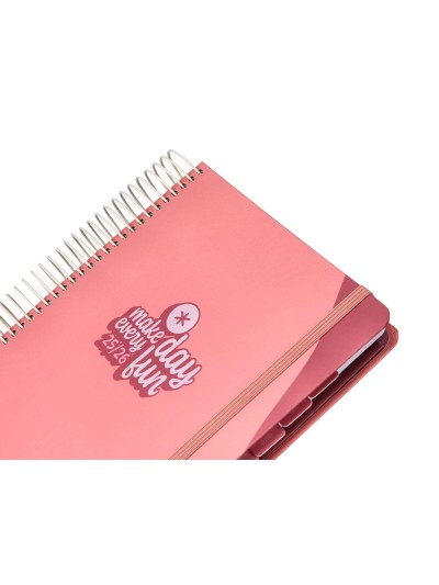 Agenda escolar antartik 25-26 espiral fun day rosa dia pagina a5 bilingüe papel fsc 80 gr