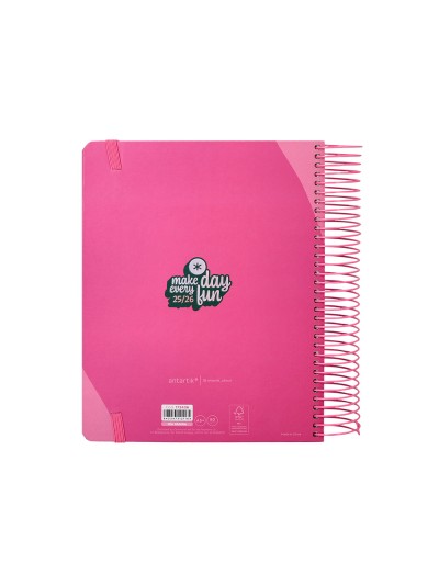 Agenda escolar antartik 25-26 espiral fun day fucsia dia pagina a5 bilingüe papel fsc 80 gr