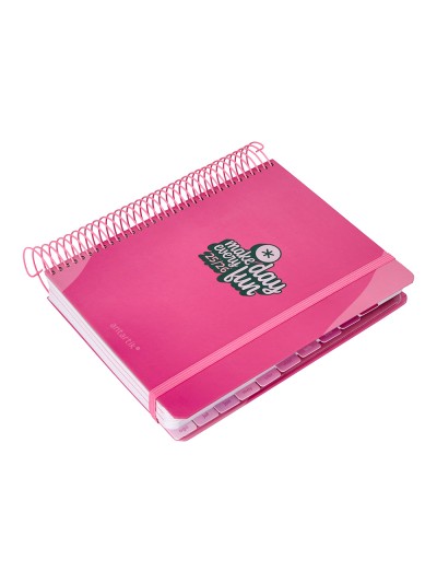 Agenda escolar antartik 25-26 espiral fun day fucsia dia pagina a5 bilingüe papel fsc 80 gr