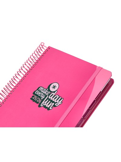 Agenda escolar antartik 25-26 espiral fun day fucsia dia pagina a5 bilingüe papel fsc 80 gr