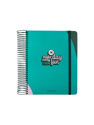 Agenda escolar antartik 25-26 espiral fun day turquesa dia pagina a5 bilingüe papel fsc 80 gr