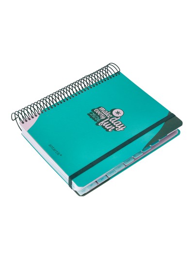 Agenda escolar antartik 25-26 espiral fun day turquesa dia pagina a5 bilingüe papel fsc 80 gr