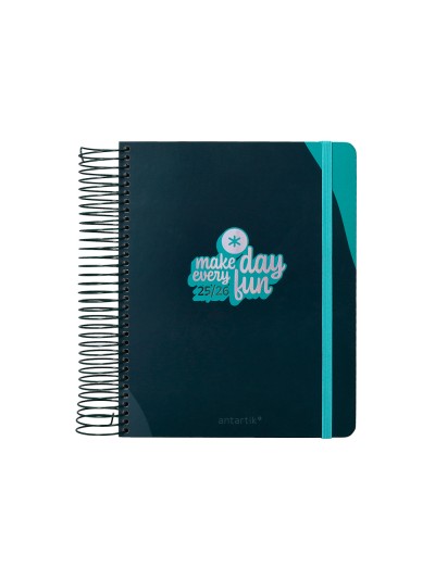 Agenda escolar antartik 25-26 espiral fun day azul oscuro dia pagina a5 bilingüe papel fsc 80 gr