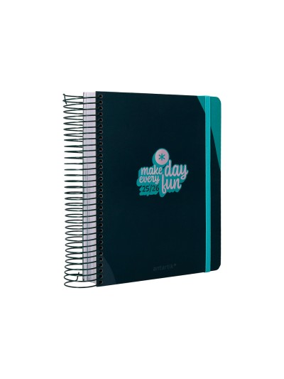 Agenda escolar antartik 25-26 espiral fun day azul oscuro dia pagina a5 bilingüe papel fsc 80 gr