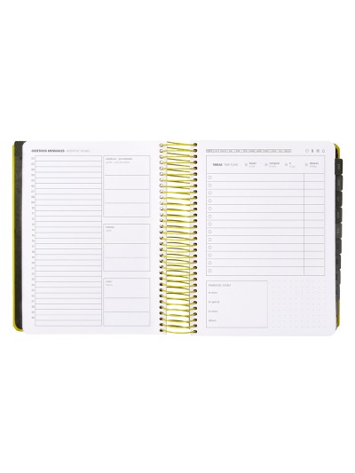 Agenda escolar antartik 25-26 espiral neon amarillo dia pagina a5 bilingüe papel fsc 80 gr